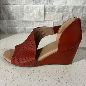 Journee Collection Red Perforated Wedge Sandals